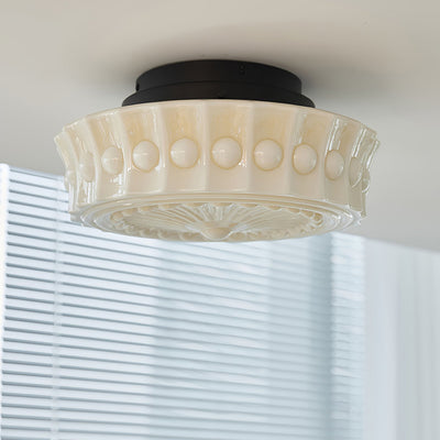 Solara Ceiling Lamp White Glass Floral for Living Room - Neutral Decor