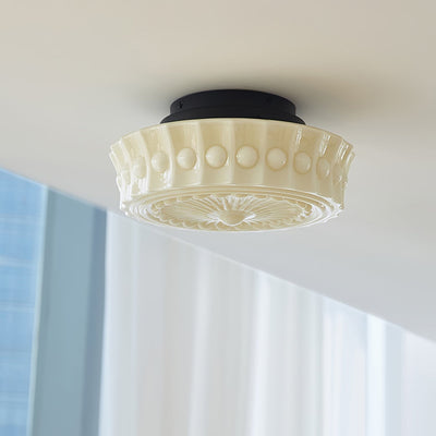 Solara Ceiling Lamp White Glass Floral for Living Room - Neutral Decor