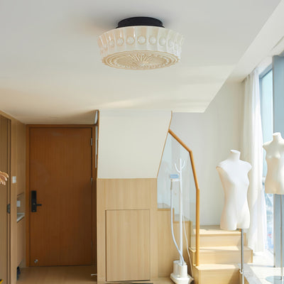 Solara Ceiling Lamp White Glass Floral for Living Room - Neutral Decor