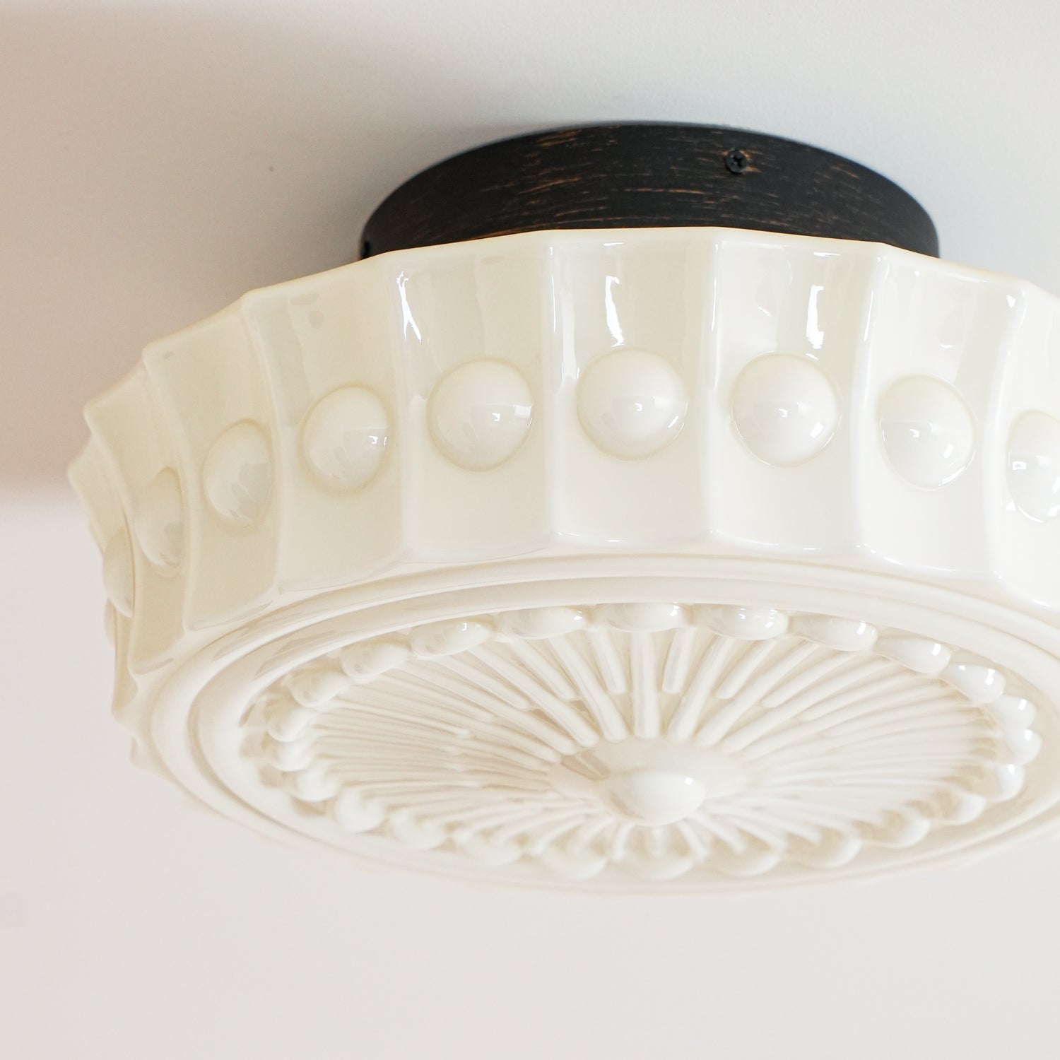 Solara Ceiling Lamp White Glass Floral for Living Room - Neutral Decor