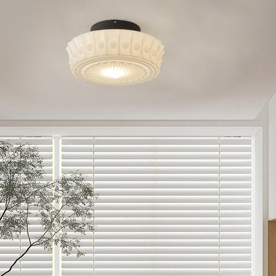 Solara Ceiling Lamp White Glass Floral for Living Room - Neutral Decor