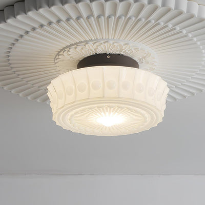 Solara Ceiling Lamp White Glass Floral for Living Room - Neutral Decor
