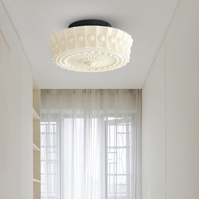 Solara Ceiling Lamp White Glass Floral for Living Room - Neutral Decor