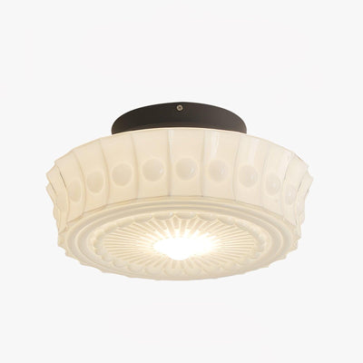 Solara Ceiling Lamp White Glass Floral for Living Room - Neutral Decor