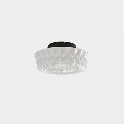 Solara Ceiling Lamp White Glass Floral for Living Room - Neutral Decor