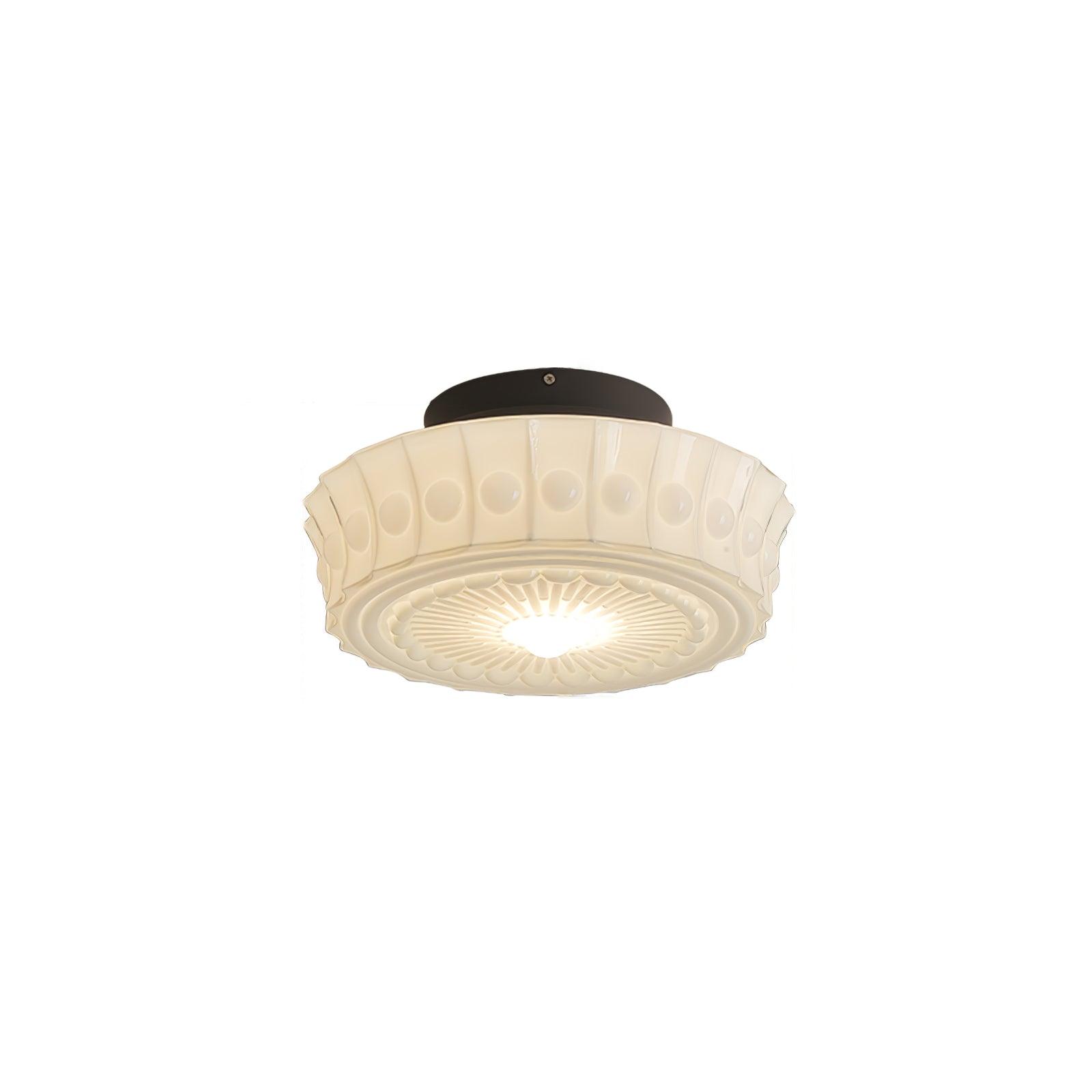 Solara Ceiling Lamp White Glass Floral for Living Room - Neutral Decor