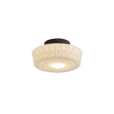 Solara Ceiling Lamp White Glass Floral for Living Room - Neutral Decor