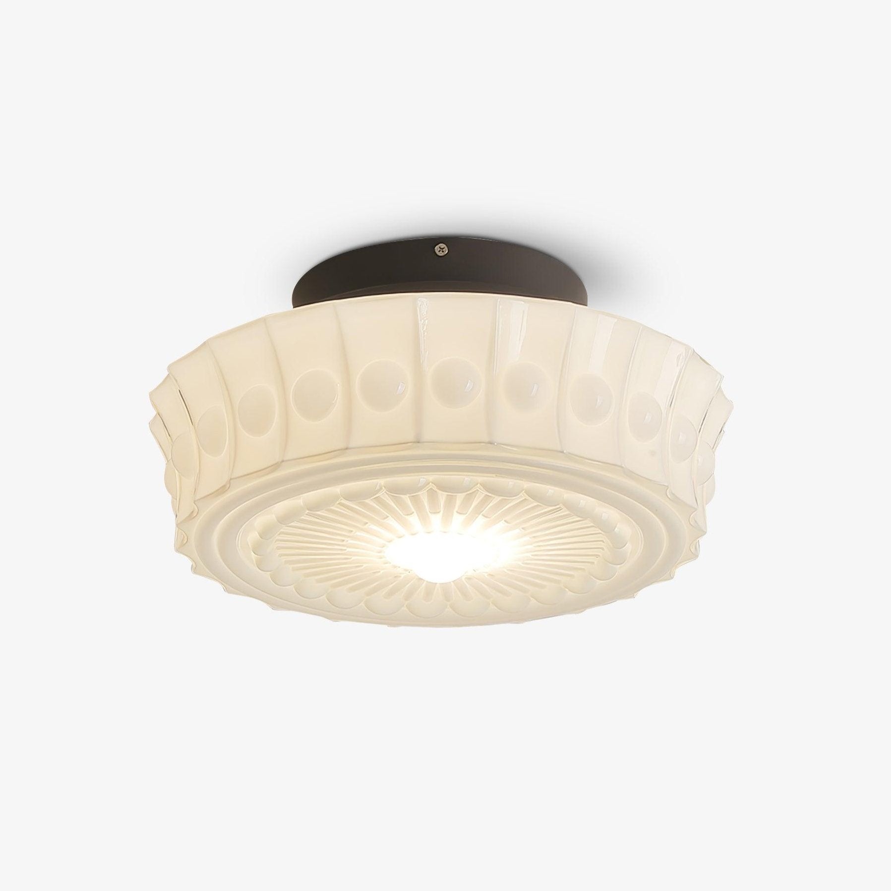 Solara Ceiling Lamp White Glass Floral for Living Room - Neutral Decor