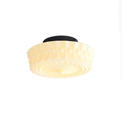 Solara Ceiling Lamp White Glass Floral for Living Room - Neutral Decor
