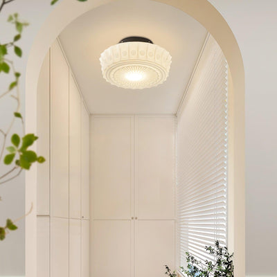 Solara Ceiling Lamp White Glass Floral for Living Room - Neutral Decor