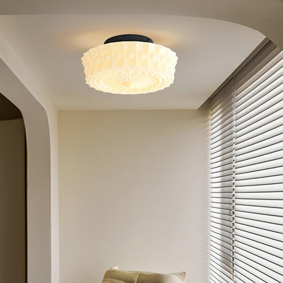 Solara Ceiling Lamp White Glass Floral for Living Room - Neutral Decor