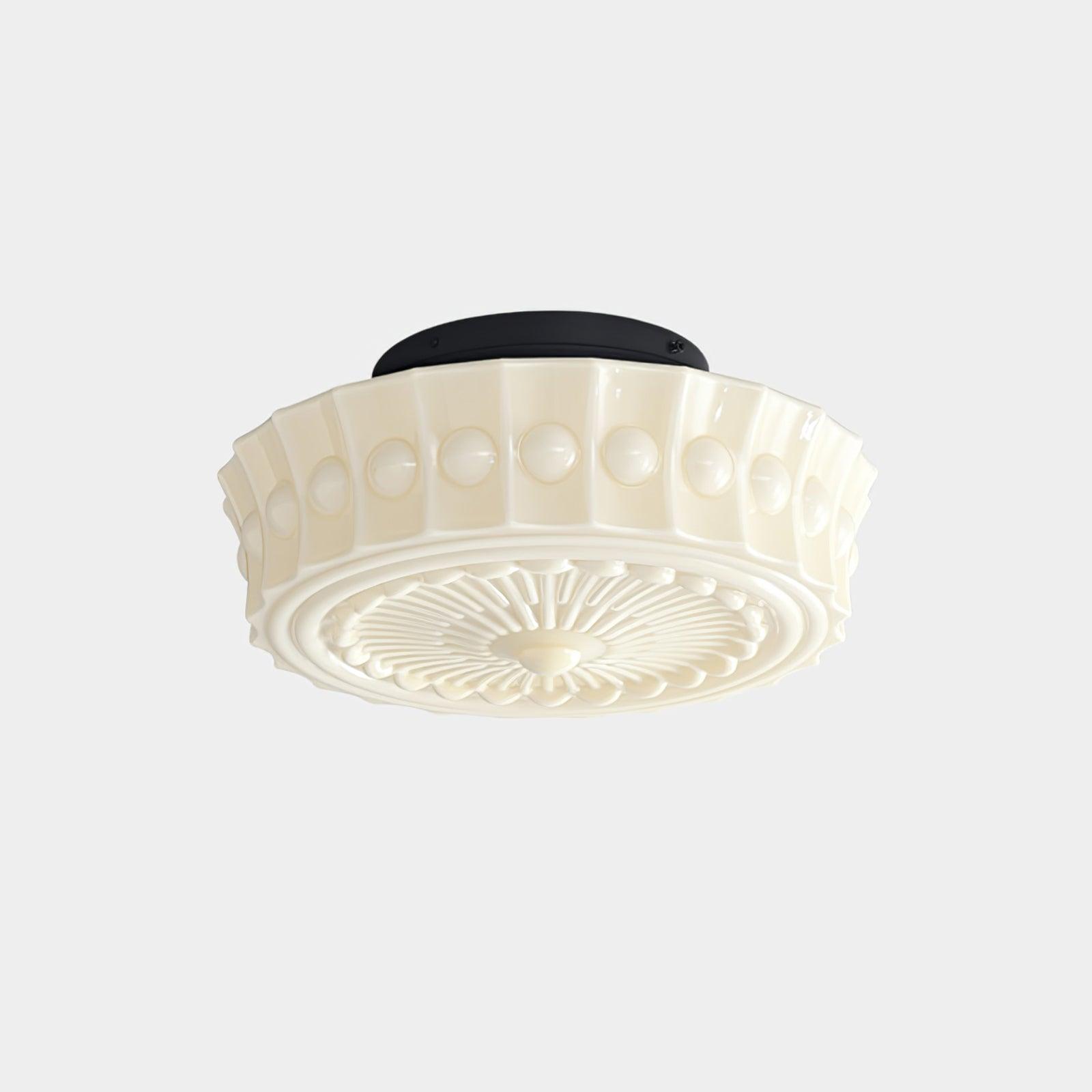 Solara Ceiling Lamp White Glass Floral for Living Room - Neutral Decor