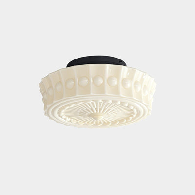 Solara Ceiling Lamp White Glass Floral for Living Room - Neutral Decor