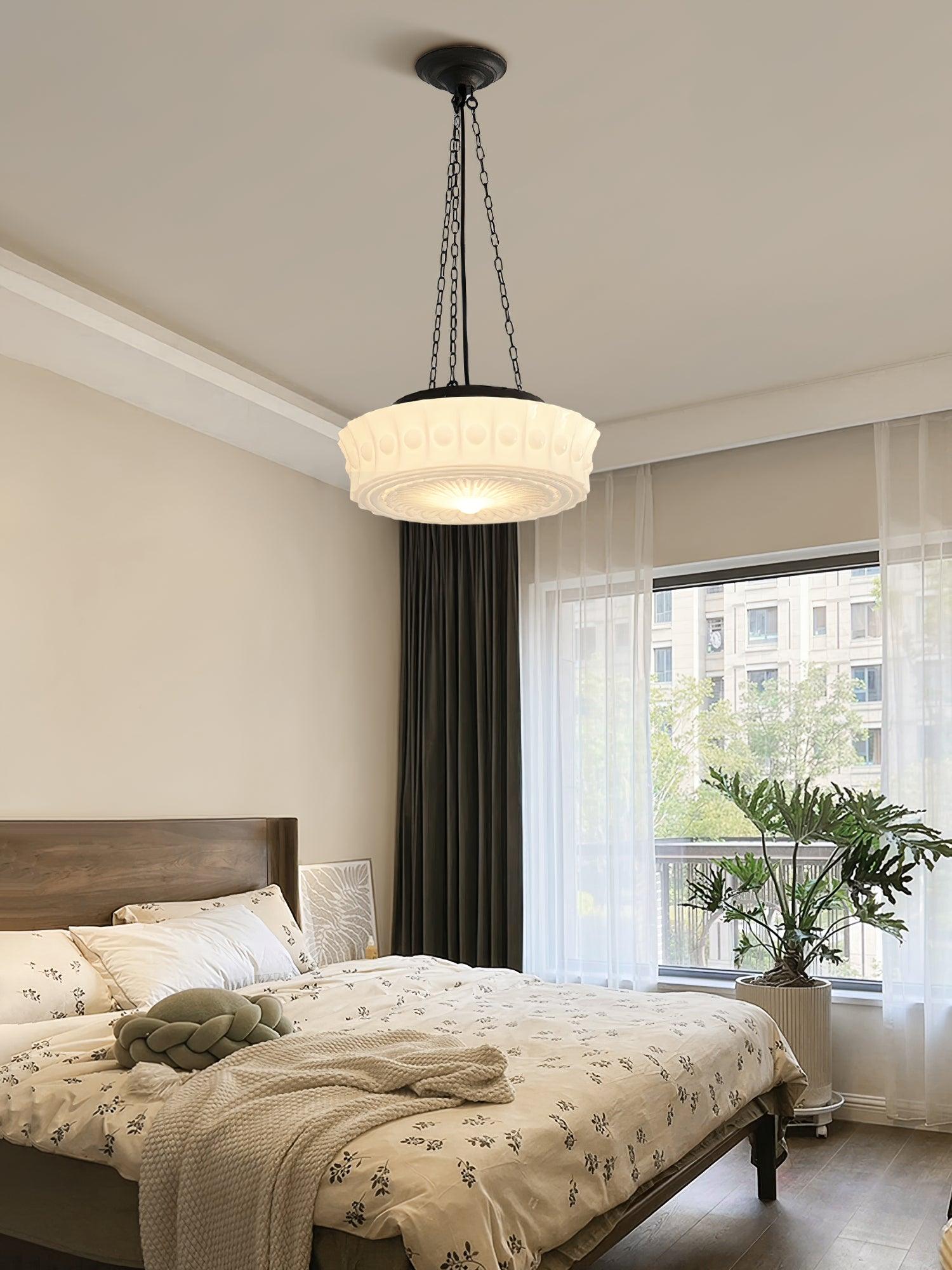 Sirixon Pendant Lamp Chain White Glass