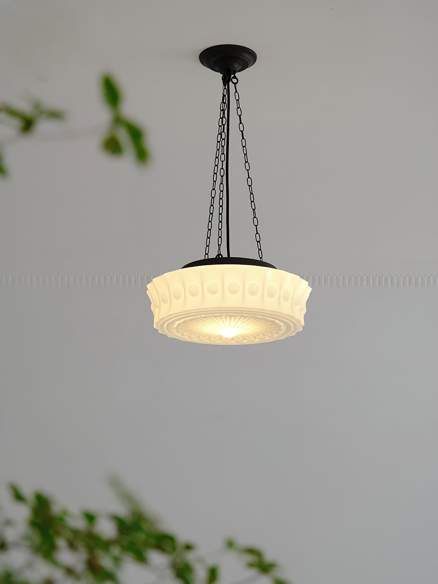 Sirixon Pendant Lamp Chain White Glass