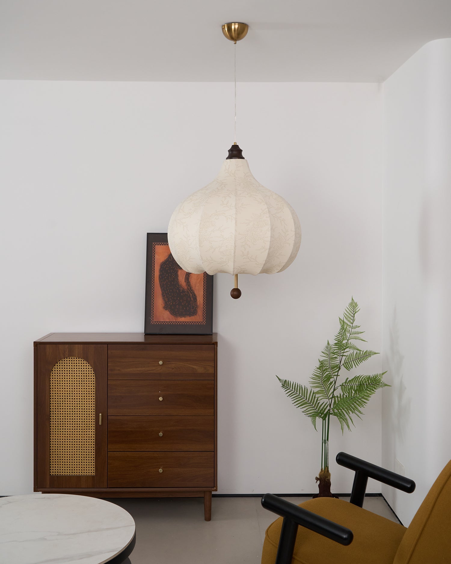 Sylerielle Fabric Wood Pendant Light