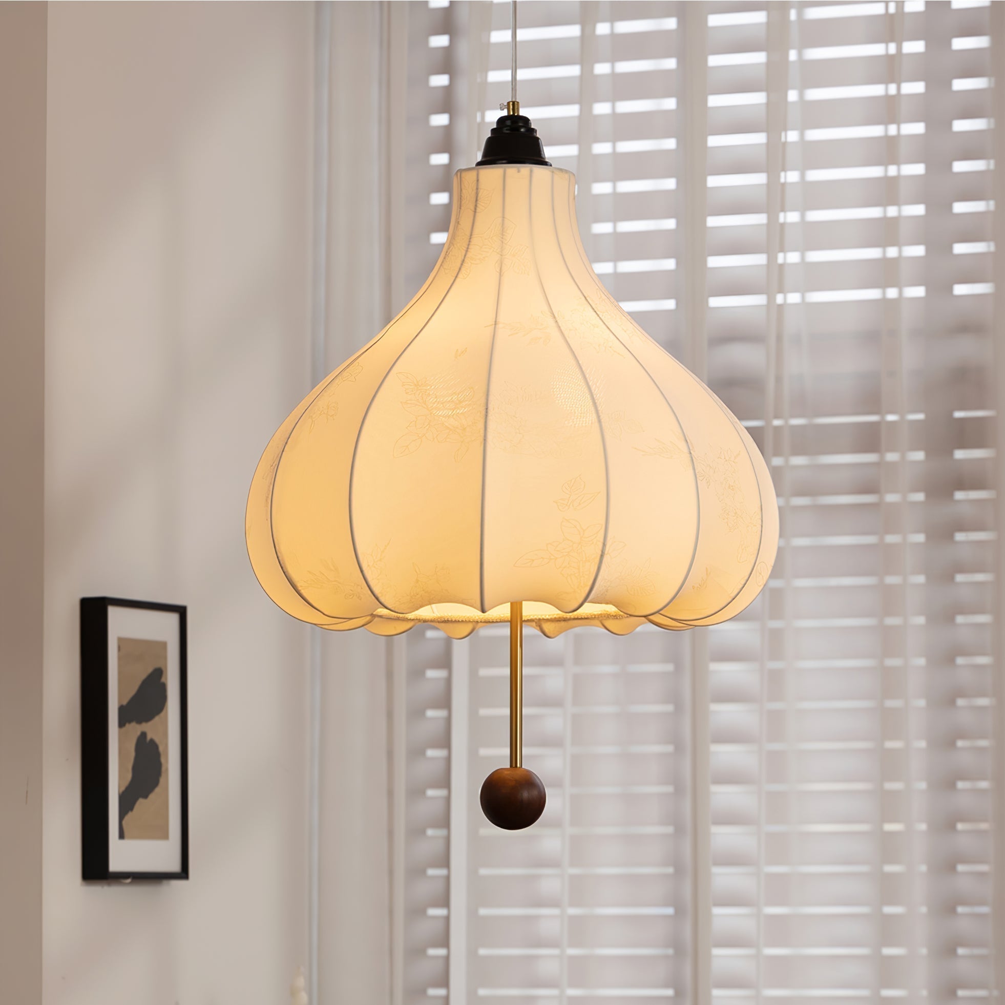 Sylerielle Fabric Wood Pendant Light