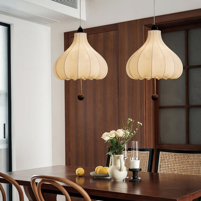 Sylerielle Fabric Wood Pendant Light