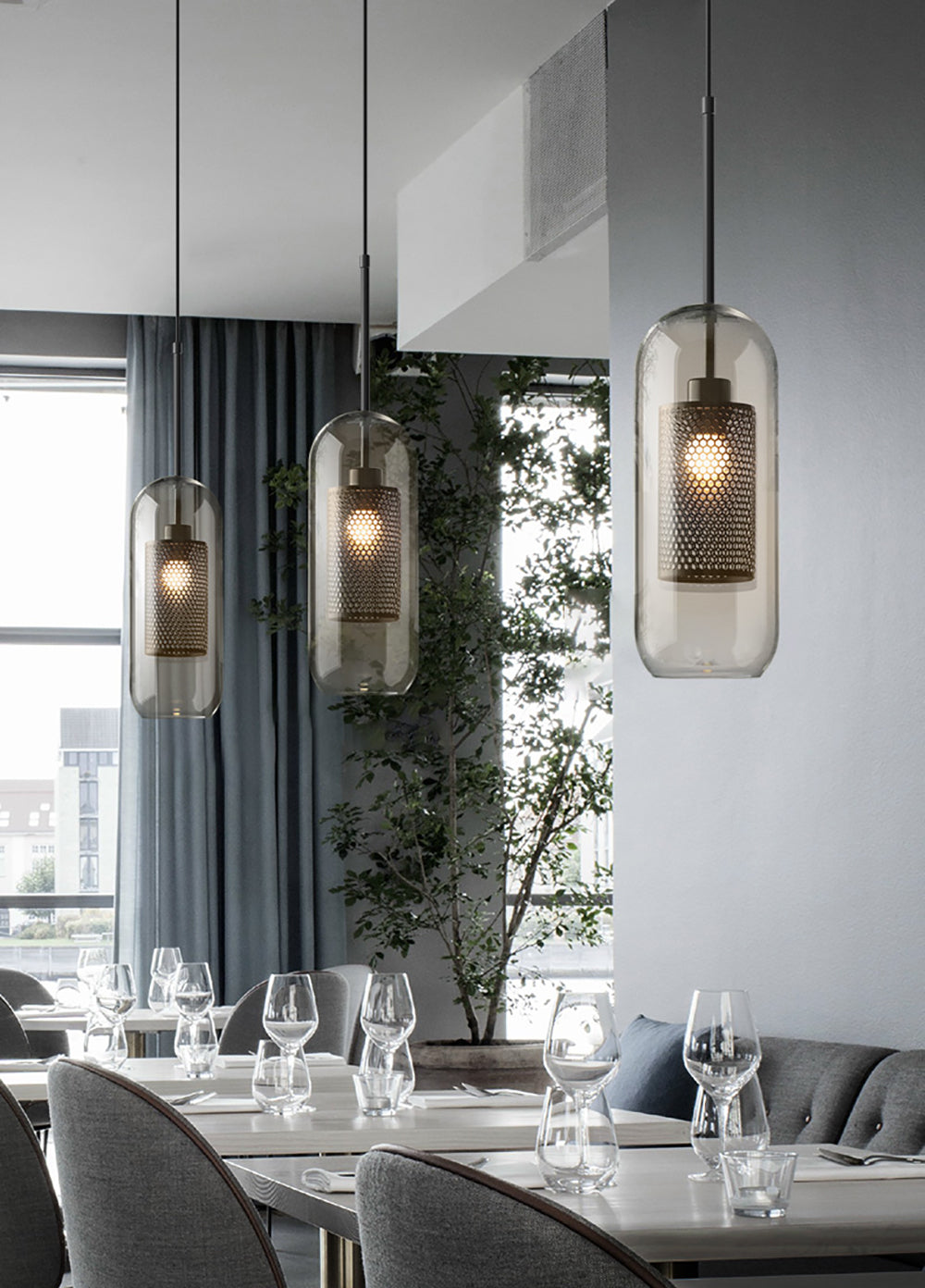 Veleine Pendant Lamp Chiswick Glass for Living Room