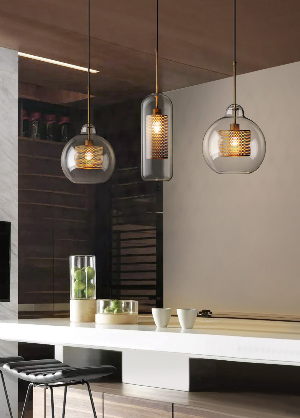 Veleine Pendant Lamp Chiswick Glass for Living Room