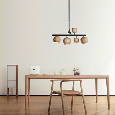 Avelira Rustic Wood Globe Linear Pendant Light