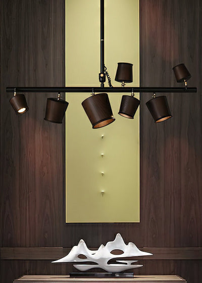 Avelira Rustic Wood Globe Linear Pendant Light