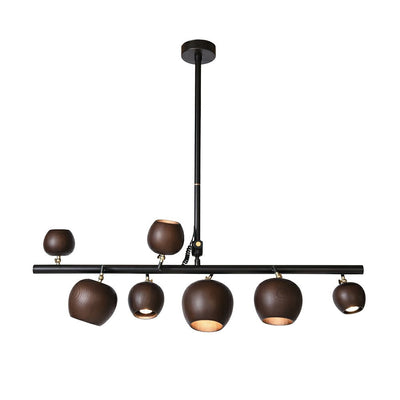 Avelira Rustic Wood Globe Linear Pendant Light