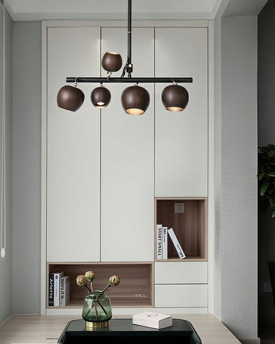 Avelira Rustic Wood Globe Linear Pendant Light