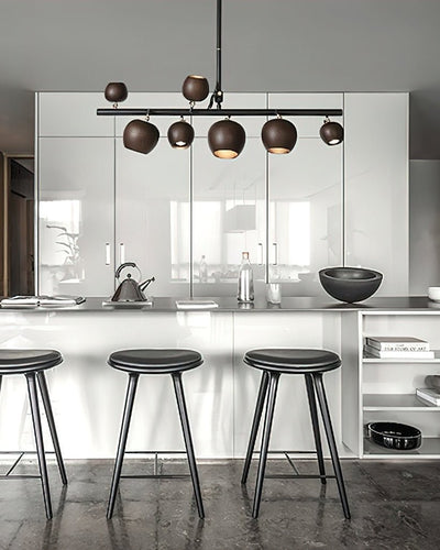 Avelira Rustic Wood Globe Linear Pendant Light