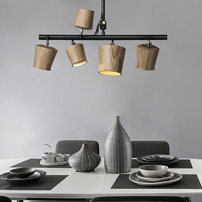 Avelira Rustic Wood Globe Linear Pendant Light
