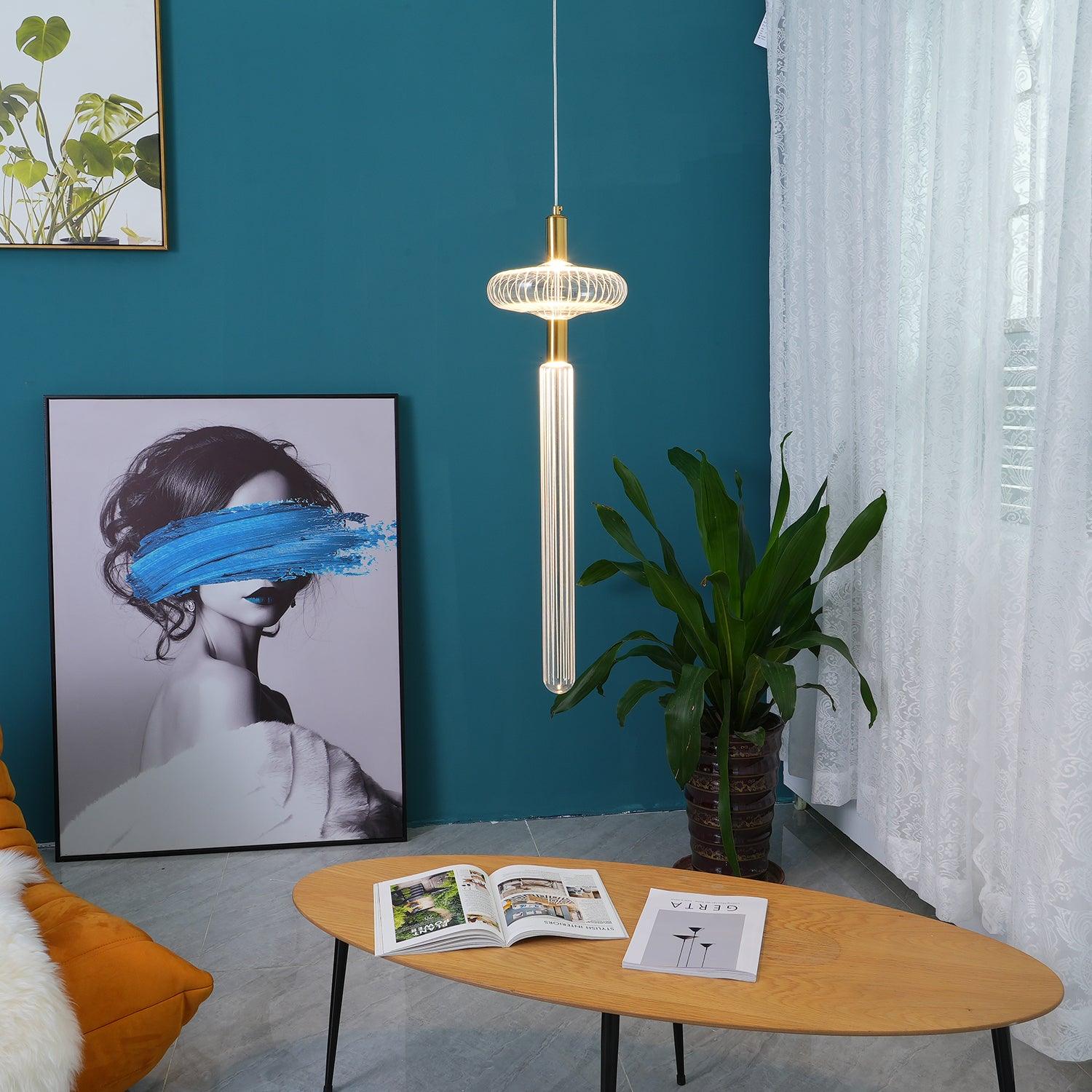 Tika Pendant Lamp Crystal Cylinder Cipher Contemporary