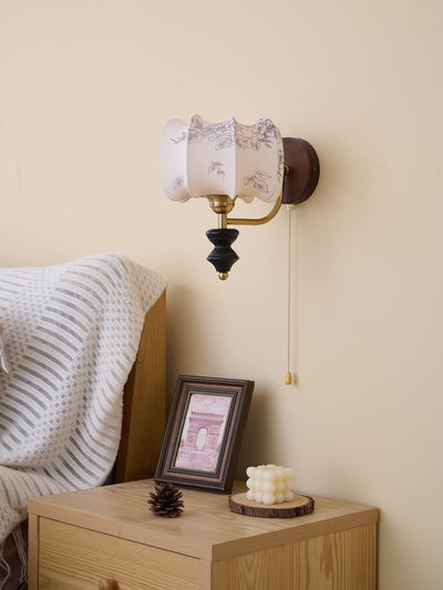 Eshae Premium Nordic Art Fabric Wood Wall Lamp