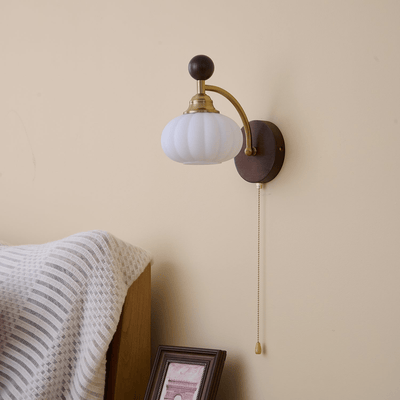 Eshae Premium Nordic Art Fabric Wood Wall Lamp