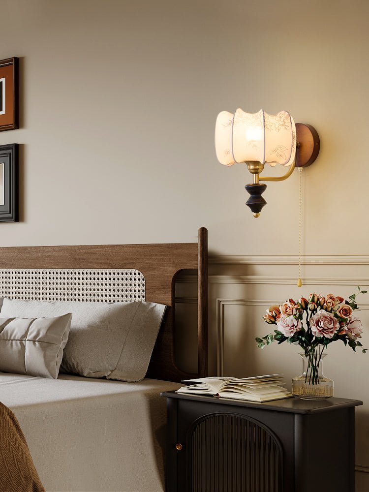 Eshae Premium Nordic Art Fabric Wood Wall Lamp
