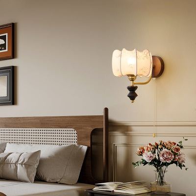 Eshae Premium Nordic Art Fabric Wood Wall Lamp