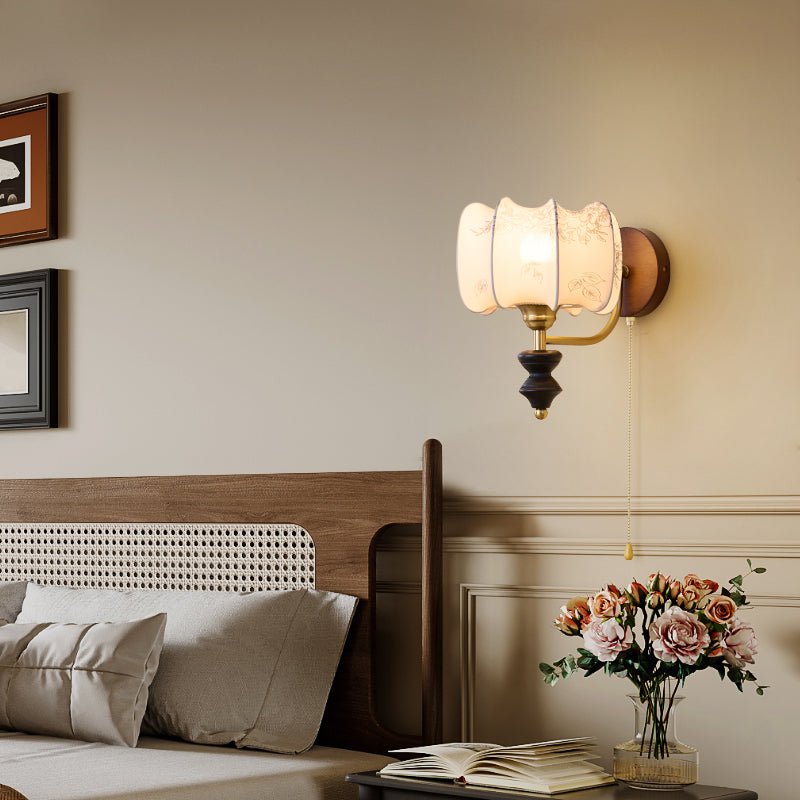 Eshae Premium Nordic Art Fabric Wood Wall Lamp