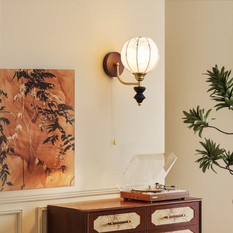 Eshae Premium Nordic Art Fabric Wood Wall Lamp