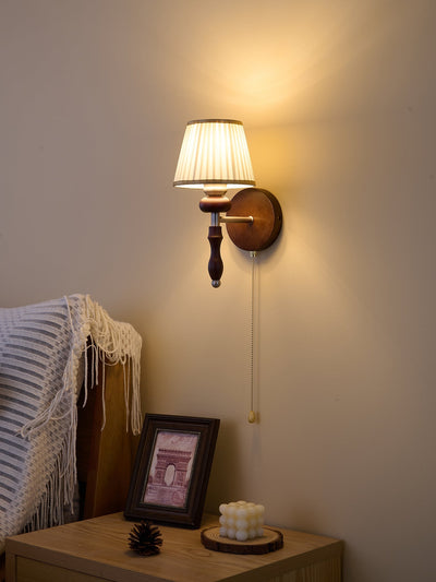 Eshae Premium Nordic Art Fabric Wood Wall Lamp