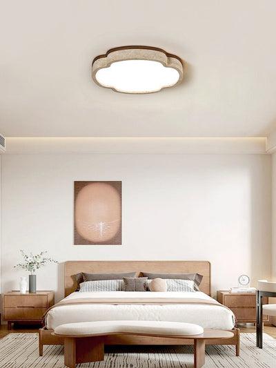 Vito Marshmallow Four-Petal Cloudform Yellow Travertine Ceiling Lamp