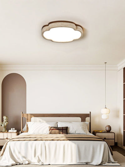 Vito Marshmallow Four-Petal Cloudform Yellow Travertine Ceiling Lamp