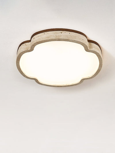 Vito Marshmallow Four-Petal Cloudform Yellow Travertine Ceiling Lamp