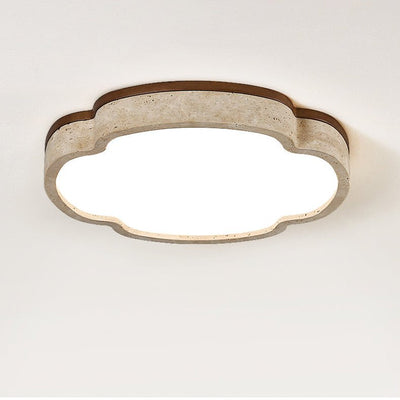 Vito Marshmallow Four-Petal Cloudform Yellow Travertine Ceiling Lamp