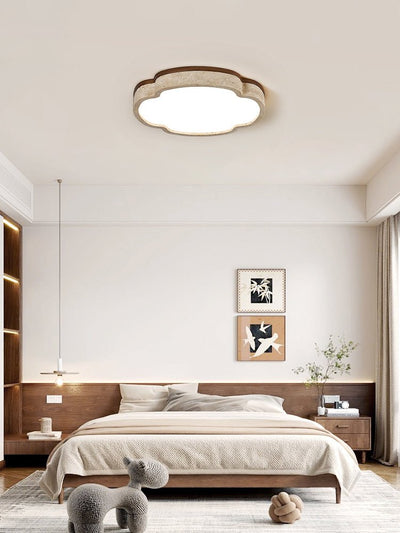 Vito Marshmallow Four-Petal Cloudform Yellow Travertine Ceiling Lamp