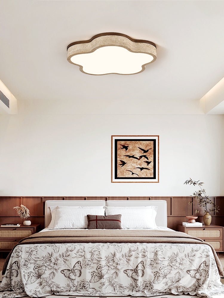 Yuki Marshmallow Five-Petal Cloudline Yellow Travertine Ceiling Lamp