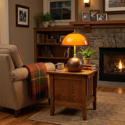Hartwell Wood Grain Rechargeable Table Lamp