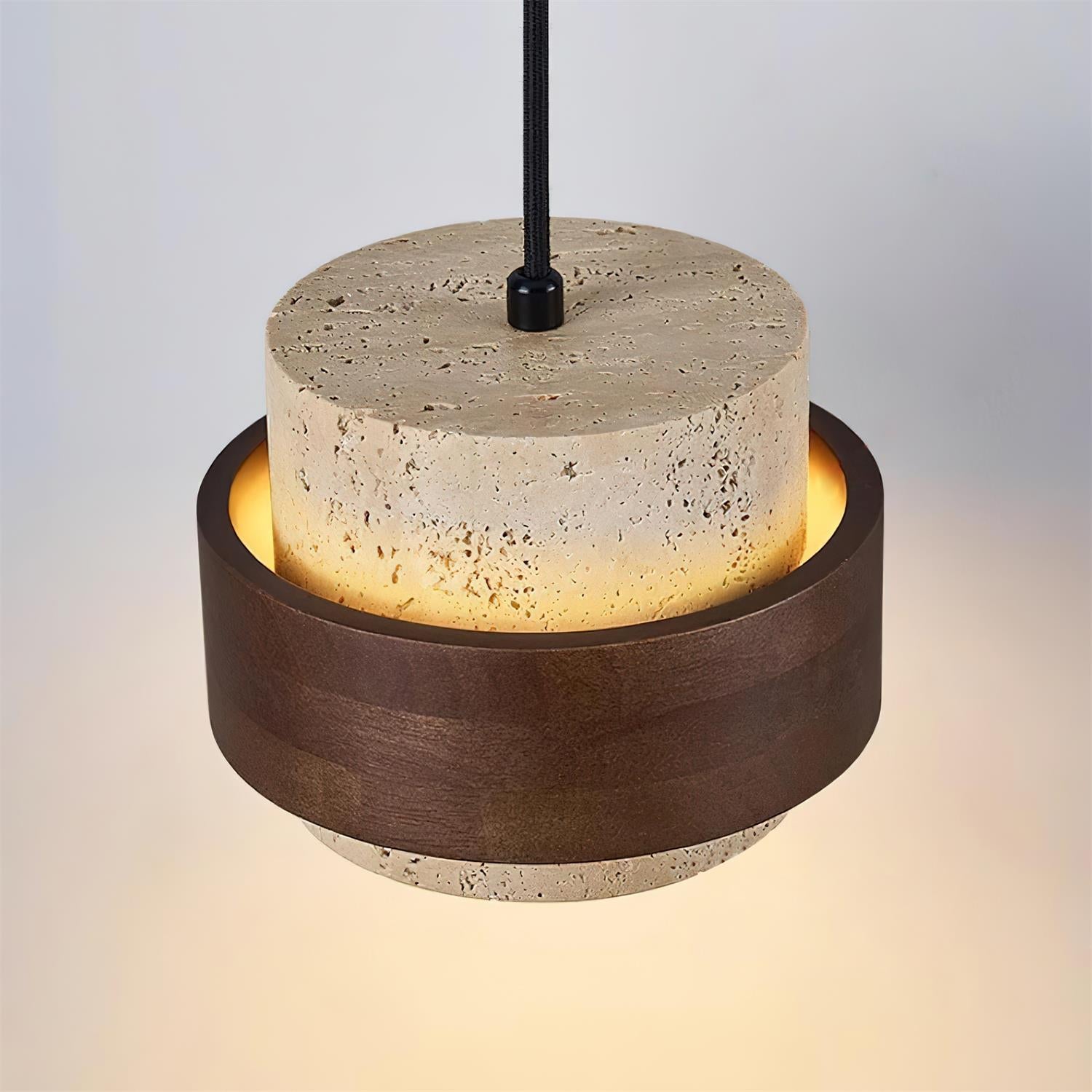 Wall Lamp Travertine and Walnut Accent Modern Minimalist - Neutral Decor