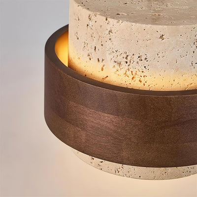 Wall Lamp Travertine and Walnut Accent Modern Minimalist - Neutral Decor