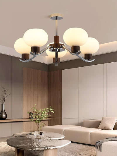Elvinine Chandelier Chrome Walnut Elegant