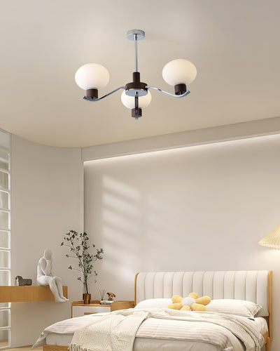 Elvinine Chandelier Chrome Walnut Elegant