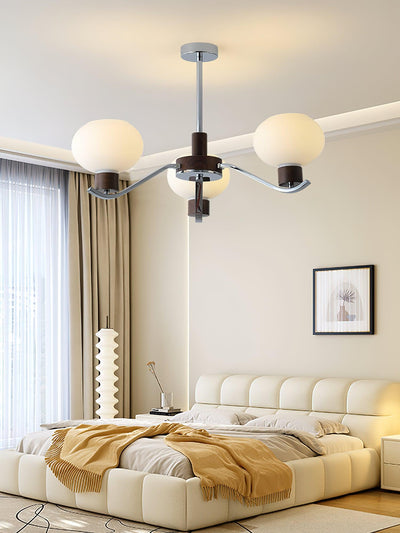 Elvinine Chandelier Chrome Walnut Elegant